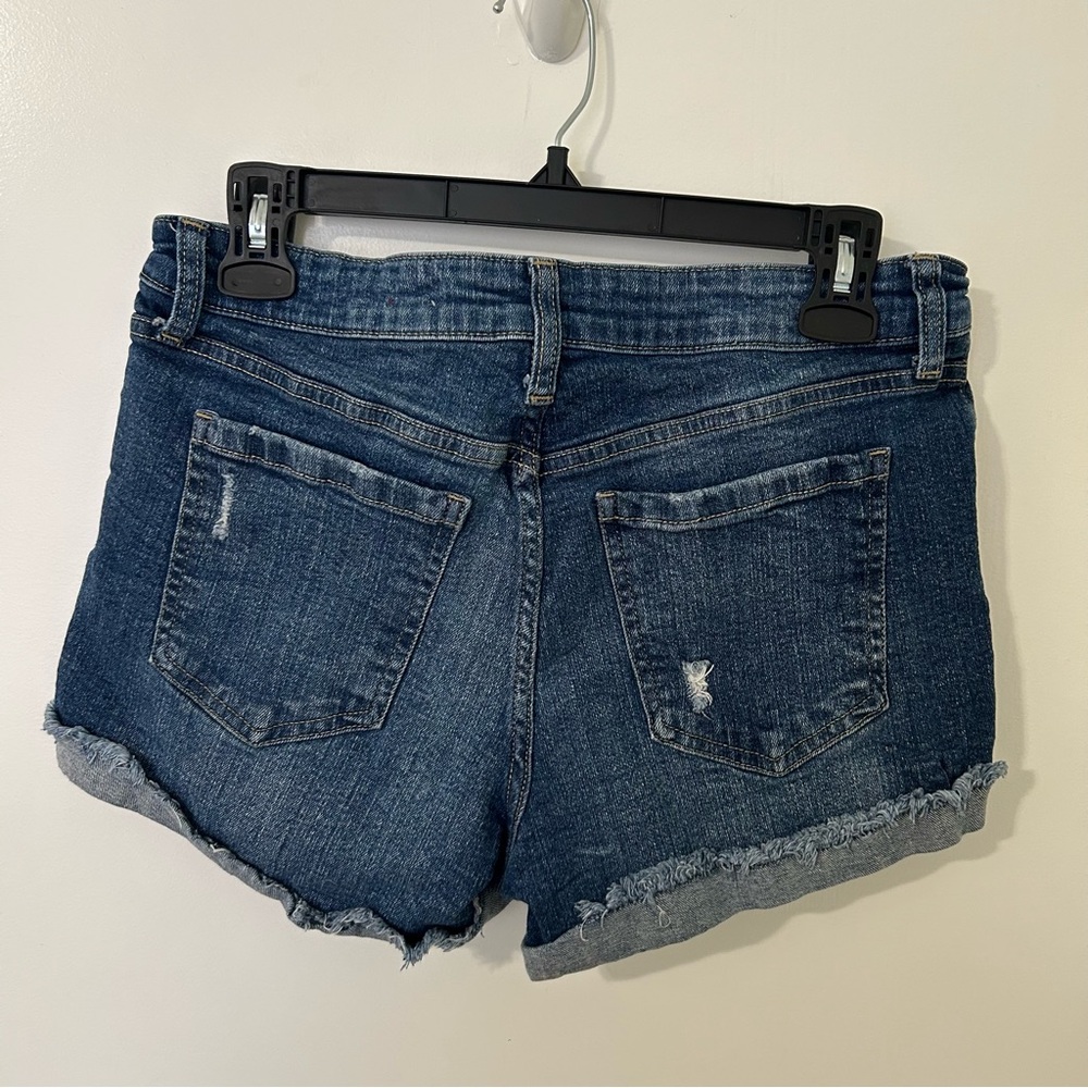 Celebrity Pink | Dark Blue Wash Denim Mid-Rise Jean Shorts - Picture 3 of 4